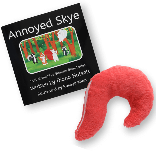 Annoyed Skye Book with Light Red Stuffed Tail