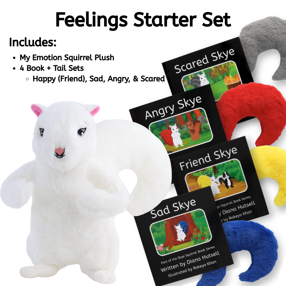 Feelings Starter Set: My Emotion Squirrel + All 4 Book/Tail Combos (Anger, Sadness, Happiness, and Fear)