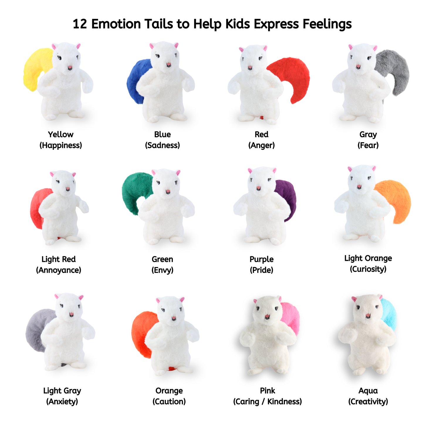 My Emotion Squirrel – 12” Plush with White Tail